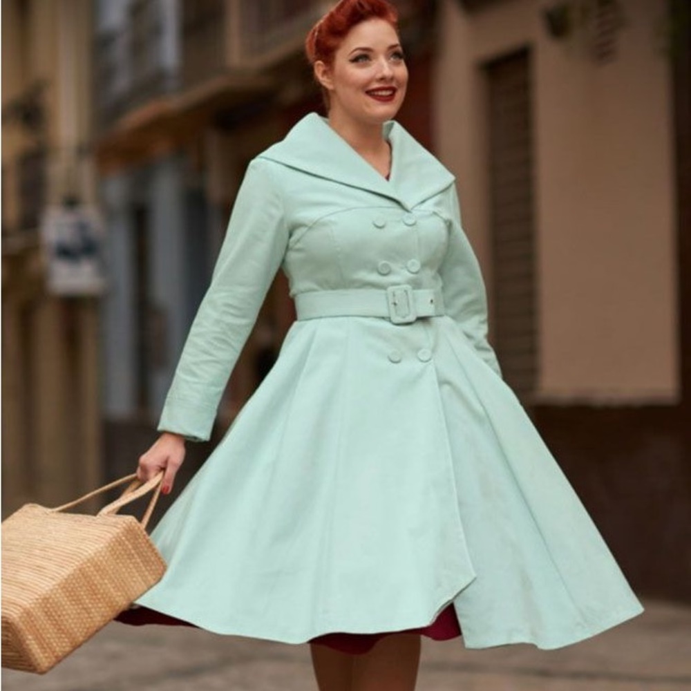 Miss Candyfloss 50s Antonella Swing Trench coat in mint